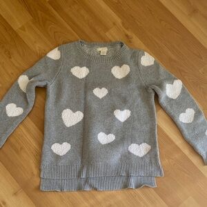 Christian Siriano Gray Sweater with White Heart Patterns